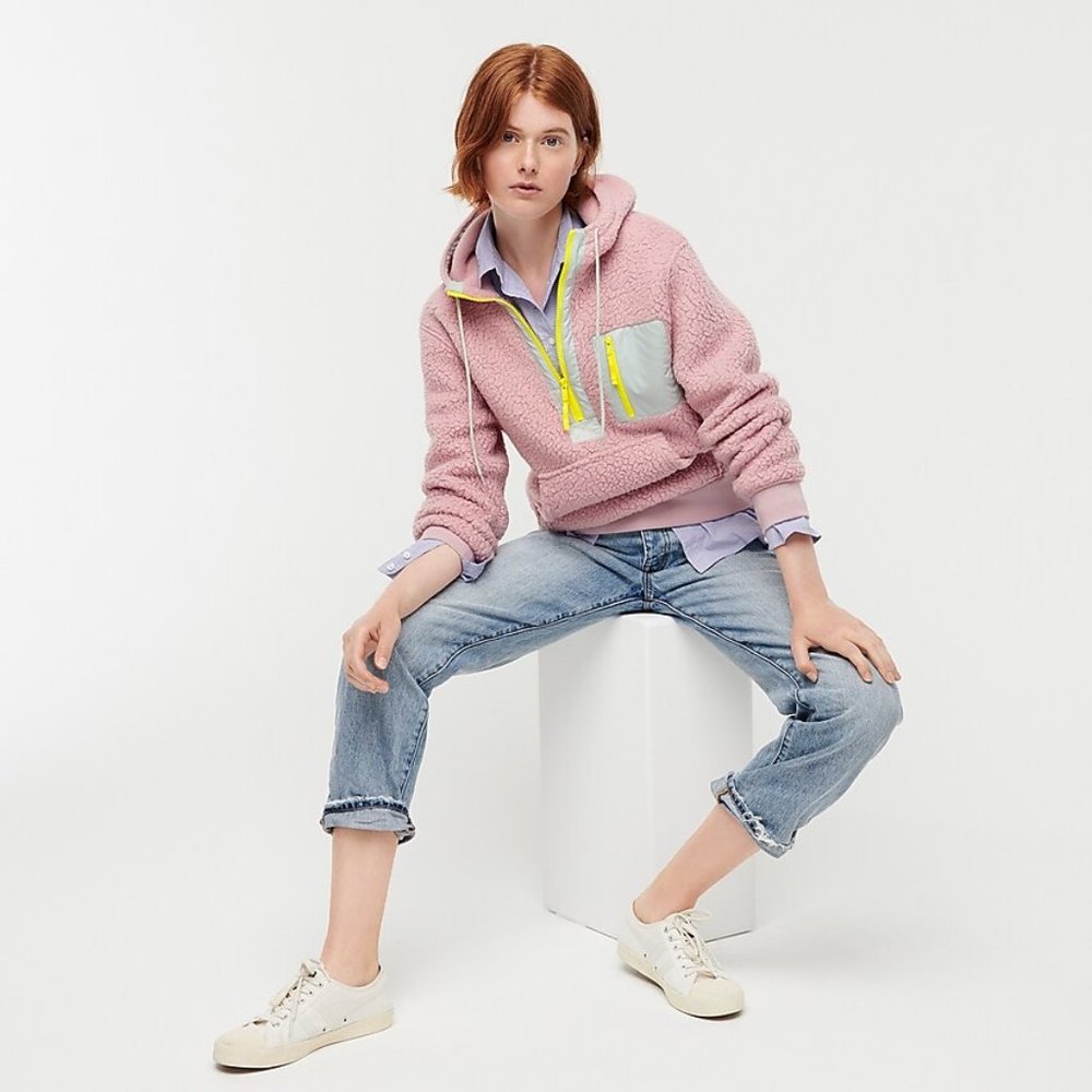 Polartec® sherpa fleece half-zip hoodie